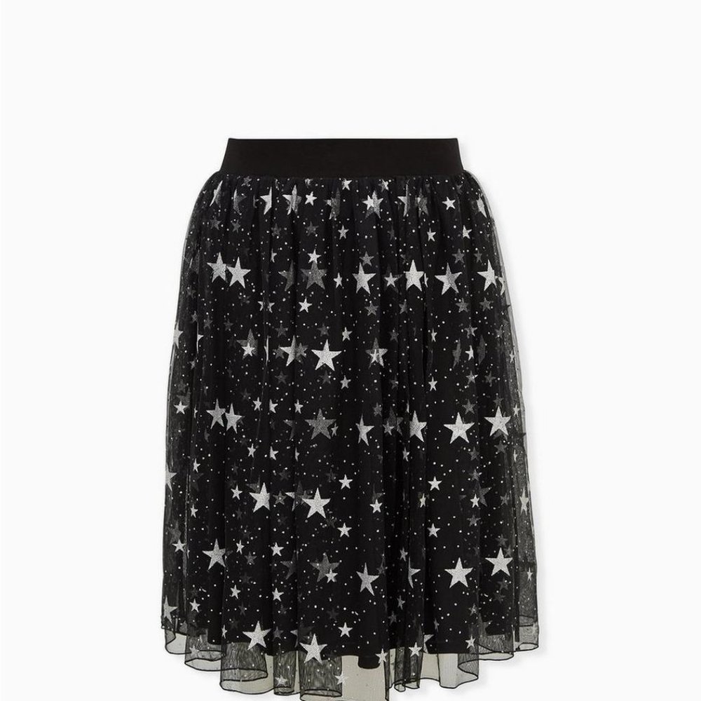 Torrid black tulle silver star skirt tutu formal fairy festival costume magic